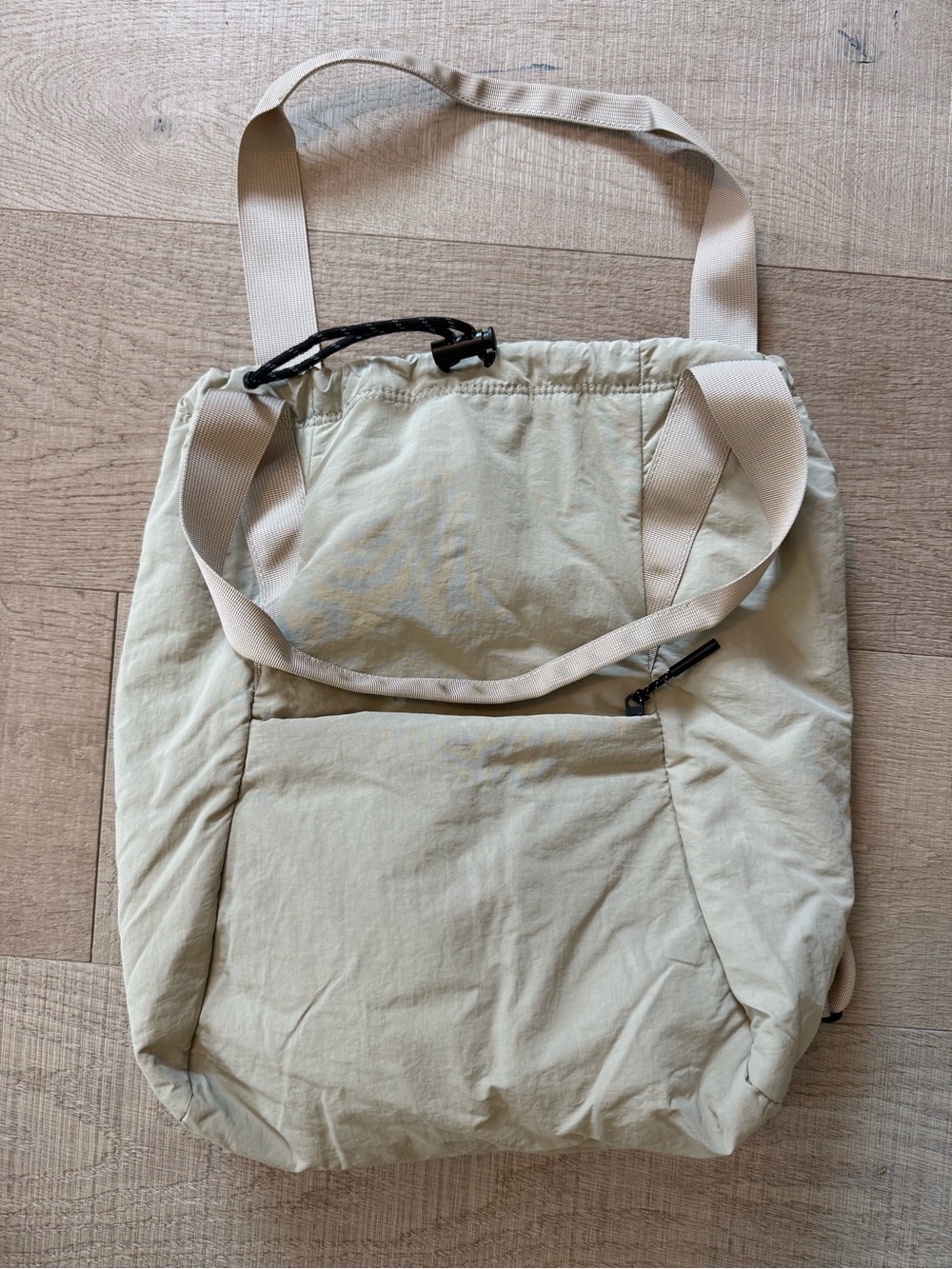 Beige Convertible Nylon Tote Backpack Lightweight Travel School Gym